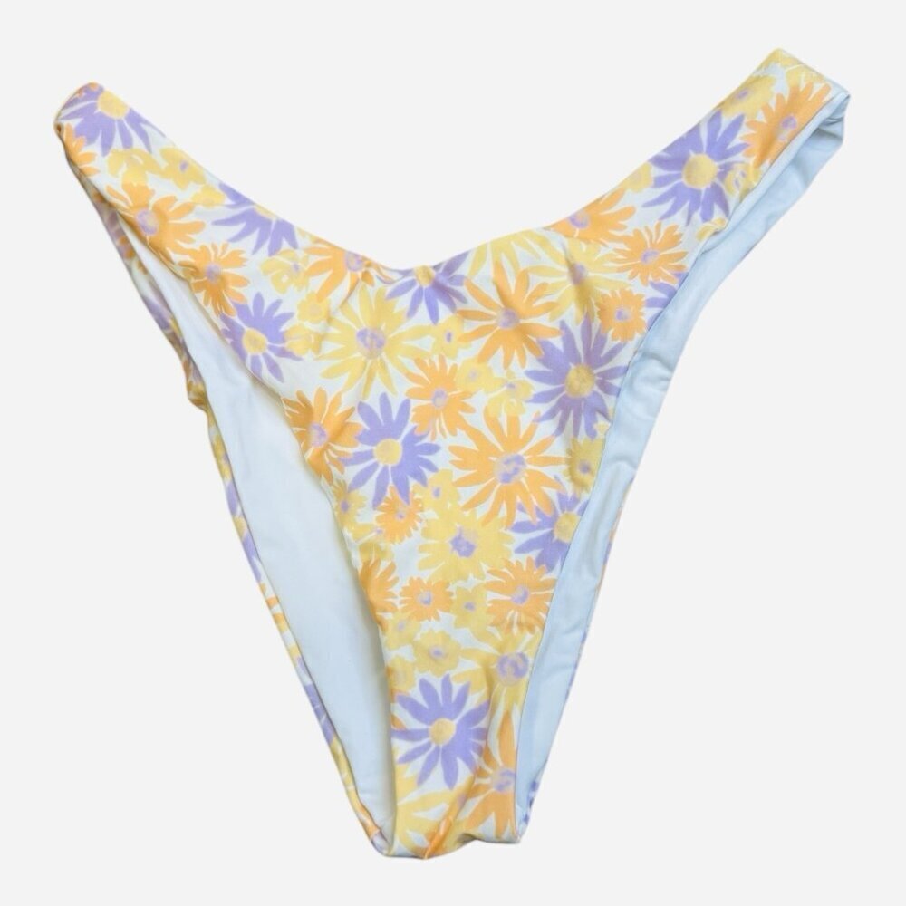 L*Space Camellia Cabana Bottom Bitsy Size Small New Floral Yellow Purple